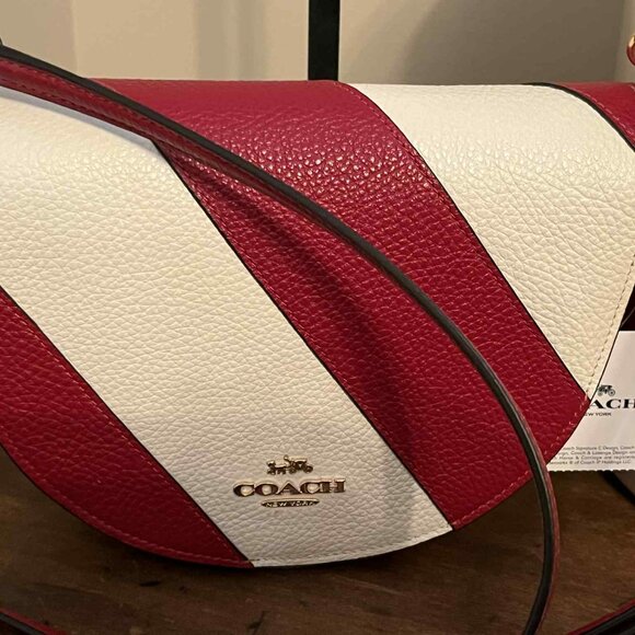 BRAND NEW WITH TAGS COACH CHALK/RED C1429 LEATHER PIECING ELLEN PURSE - Picture 10 of 12